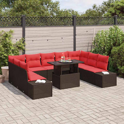 Tuin Sofa Set Met Kussen Met Opslag 10 Pcs En Rood