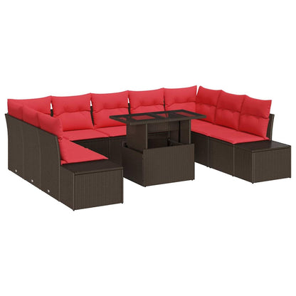 Tuin Sofa Set Met Kussen Met Opslag 10 Pcs En Rood