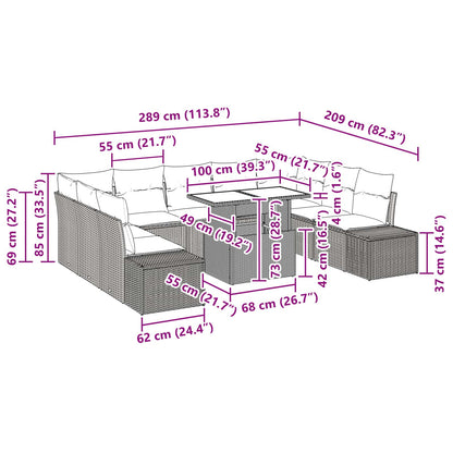 Tuin Sofa Set Met Kussen Met Opslag 10 Pcs En Rood