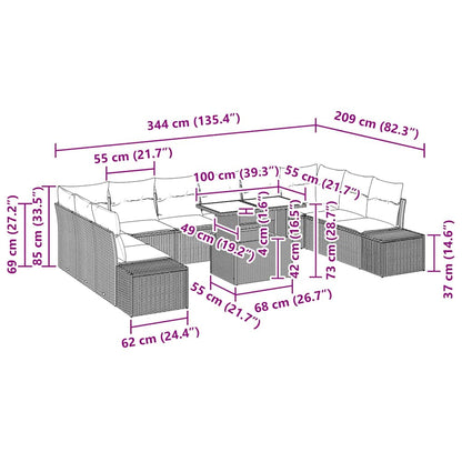 Tuin Sofa Set Met Kussen Met Opslag 11 Pcs