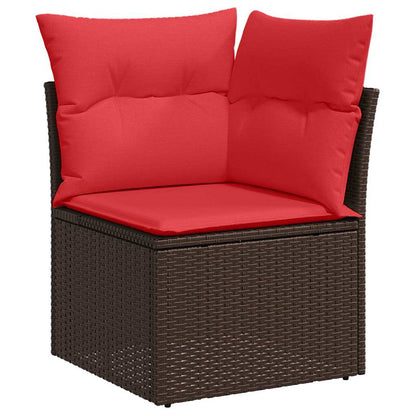 Tuin Sofa Set Met Kussen 11 Pcs En Rood Poly Rattan