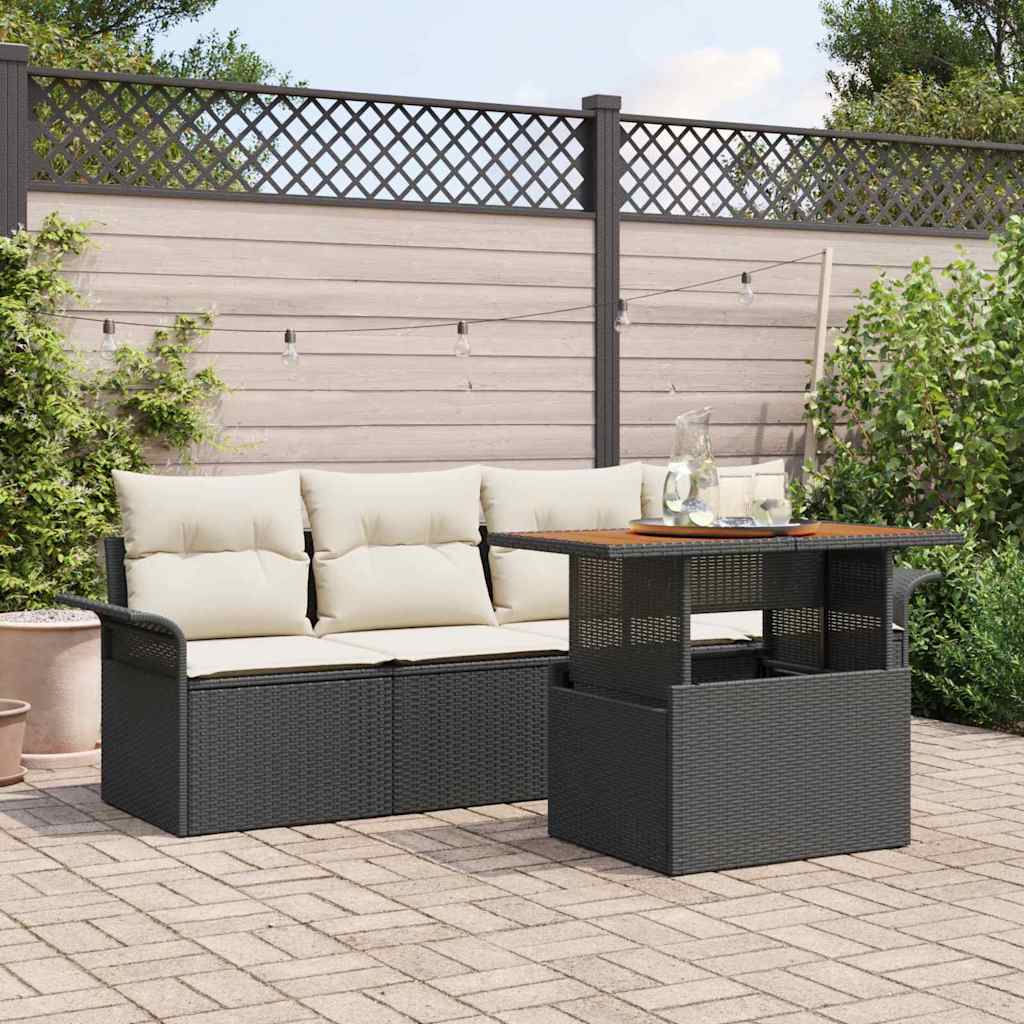 Tuinbankenset Met Kussen 5 Pcs Poly Rattan