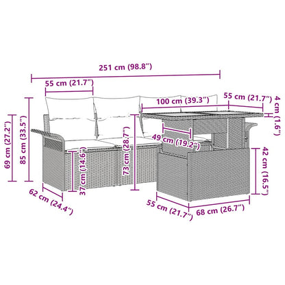 Tuinbankenset Met Kussen 5 Pcs Poly Rattan