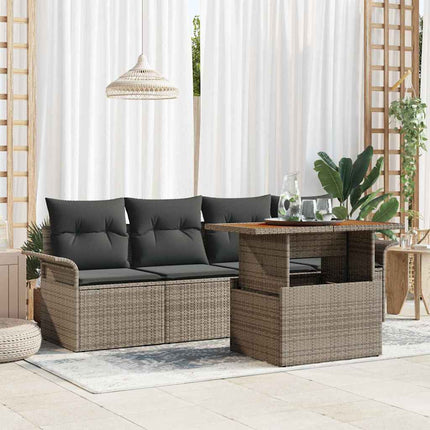 Tuinbankenset Met Kussen 5 Pcs Poly Rattan