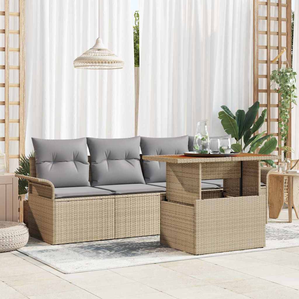 Tuinbankenset Met Kussen 5 Pcs Poly Rattan