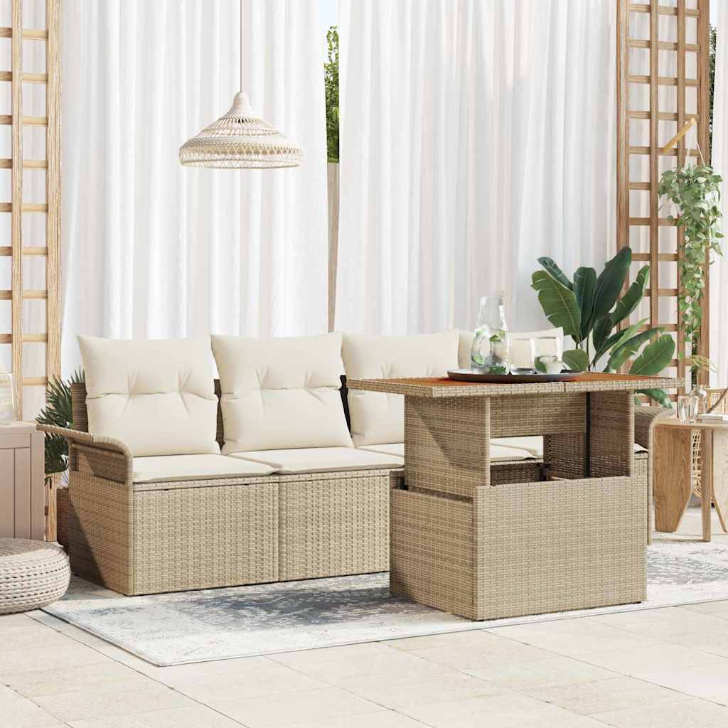 Tuinbankenset Met Kussen 5 Pcs Poly Rattan