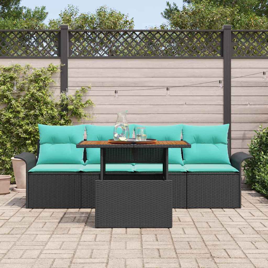 Tuin Sofa Set Met Kussen 5 Pcs En Blauw