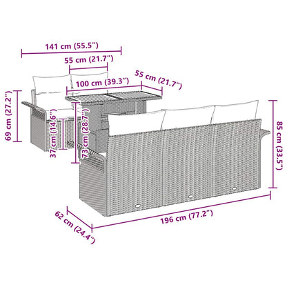 Tuinbankenset Met Kussen 6 Pcs Poly Rattan