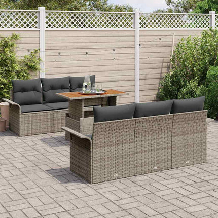 Tuin Sofa Set 7 Pcs Poly Rattan En Gepoedercoat Staal