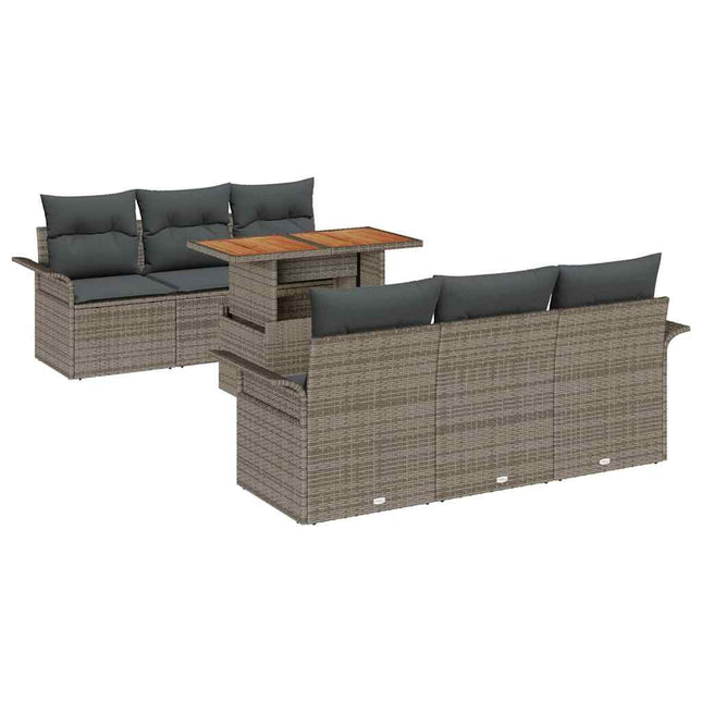 Tuin Sofa Set 7 Pcs Poly Rattan En Gepoedercoat Staal