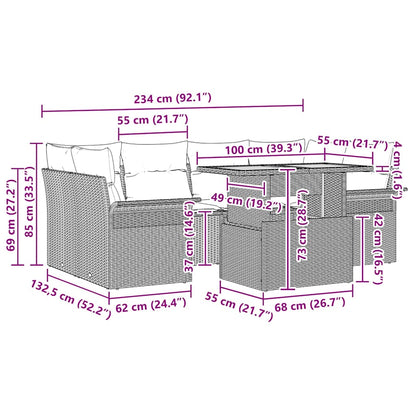 Tuin Sofa Set Met Kussen 7 Pcs