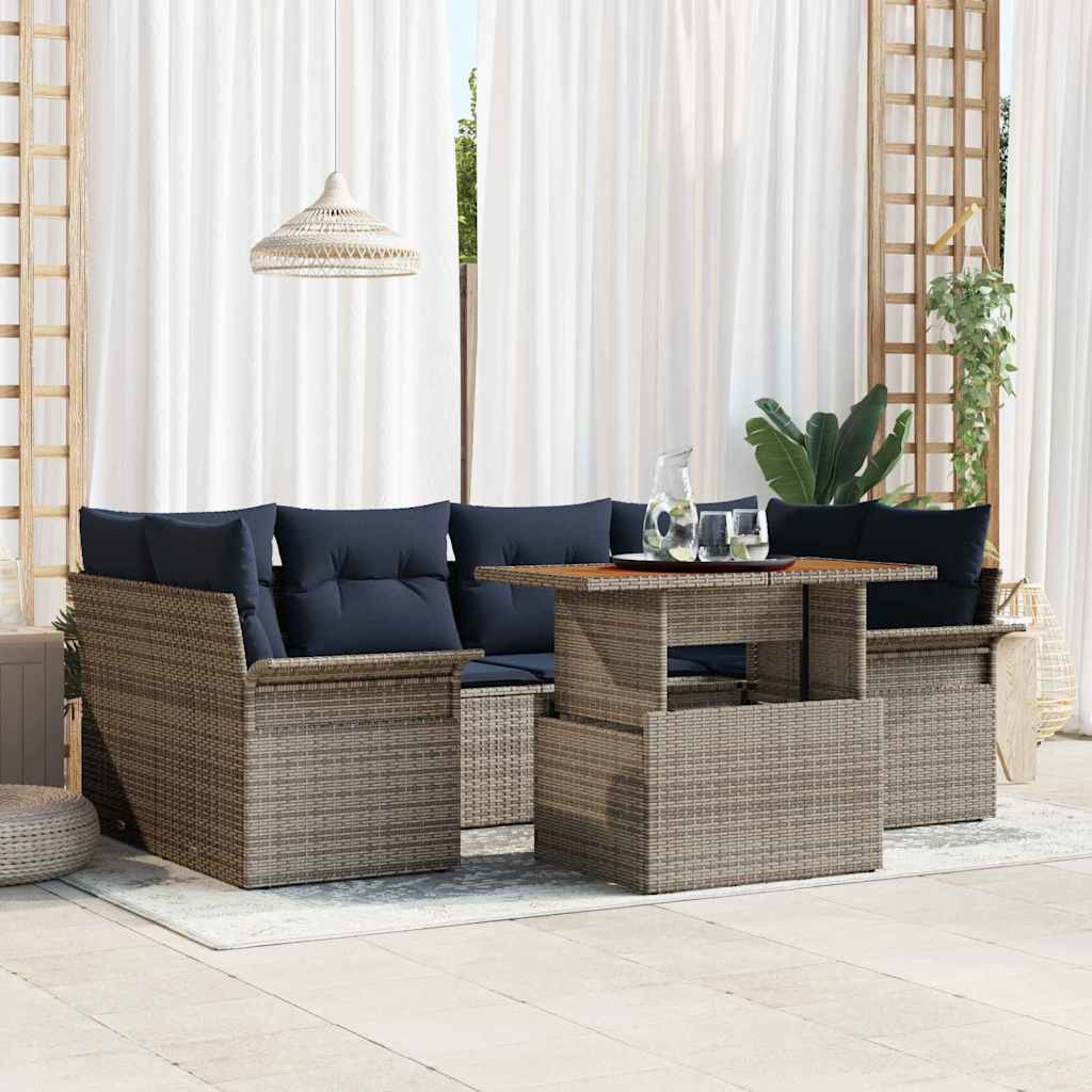 Tuin Sofa Set Met Kussen 7 Pcs En Blauw