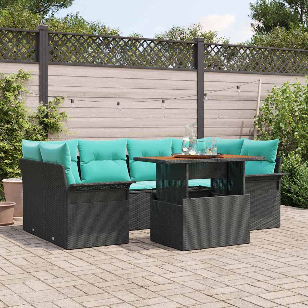 Tuin Sofa Set Met Kussen 7 Pcs En Blauw