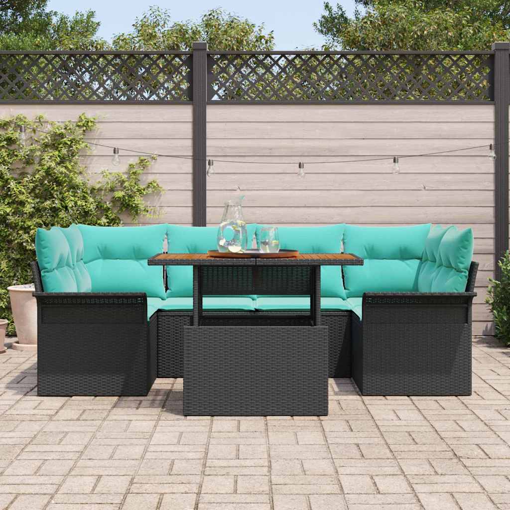 Tuin Sofa Set Met Kussen 7 Pcs En Blauw