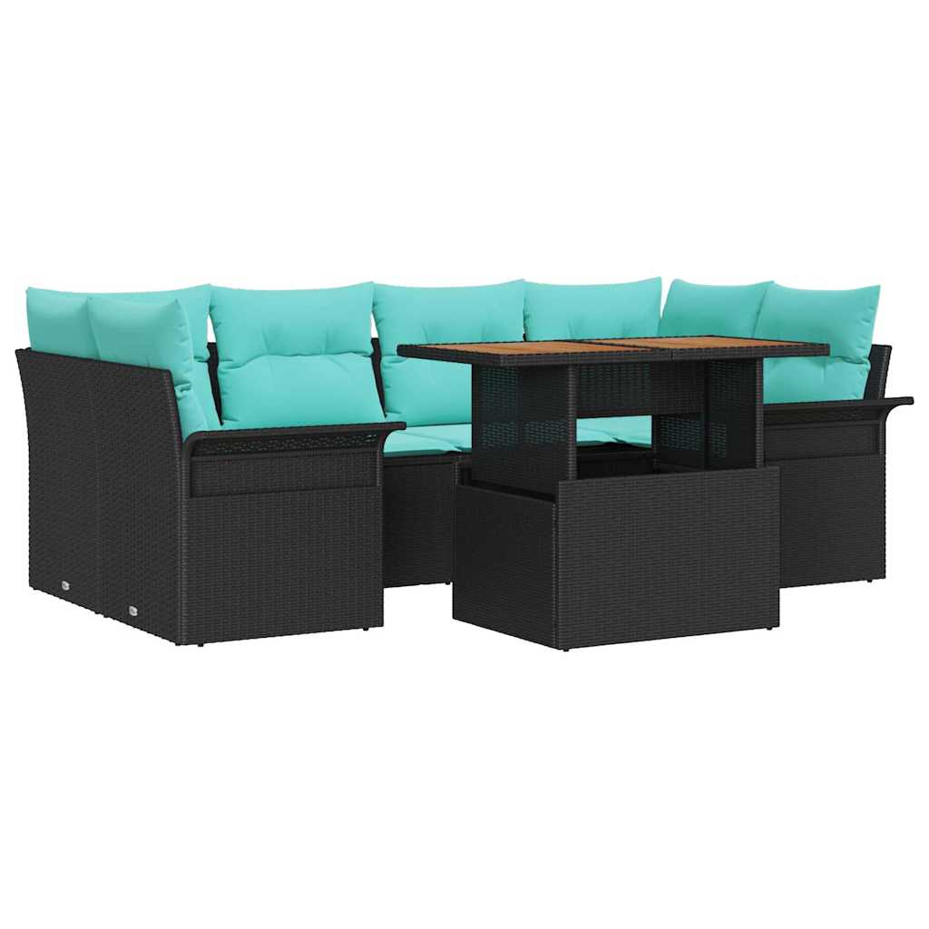 Tuin Sofa Set Met Kussen 7 Pcs En Blauw