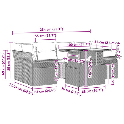 Tuin Sofa Set Met Kussen 7 Pcs En Blauw