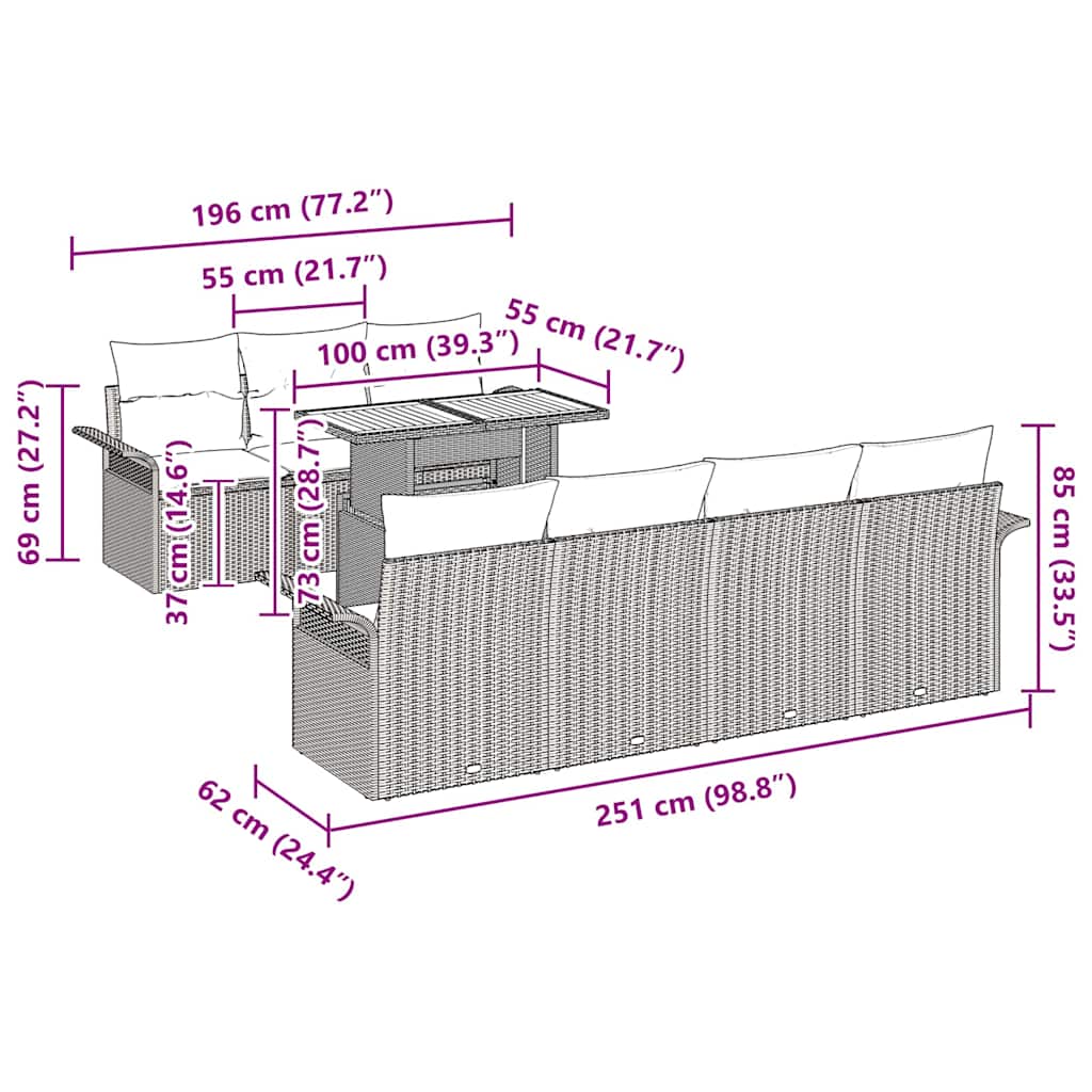 Tuin Sofa Set Met Kussen 8 Pcs