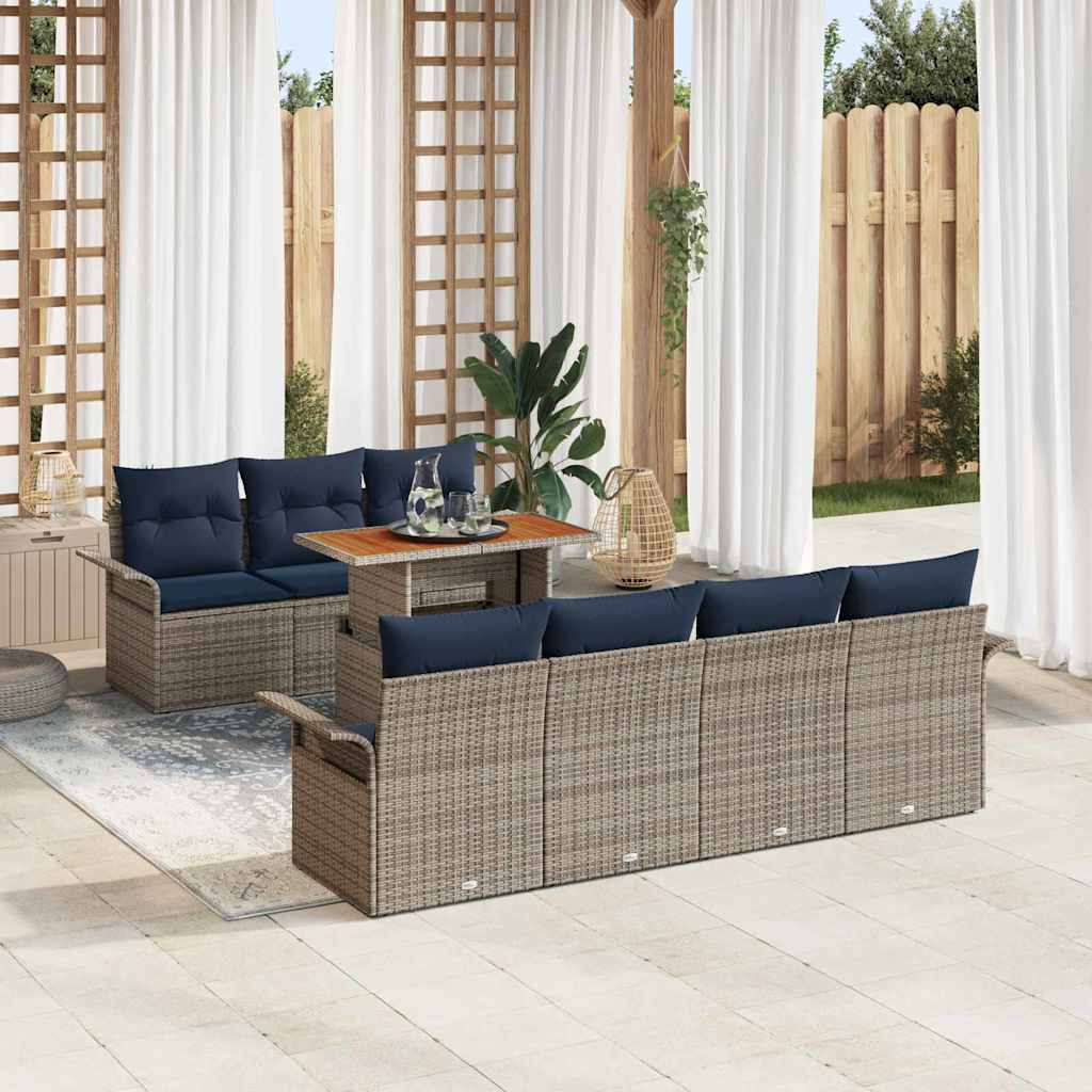 Tuin Sofa Set Met Kussen 8 Pcs En Blauw