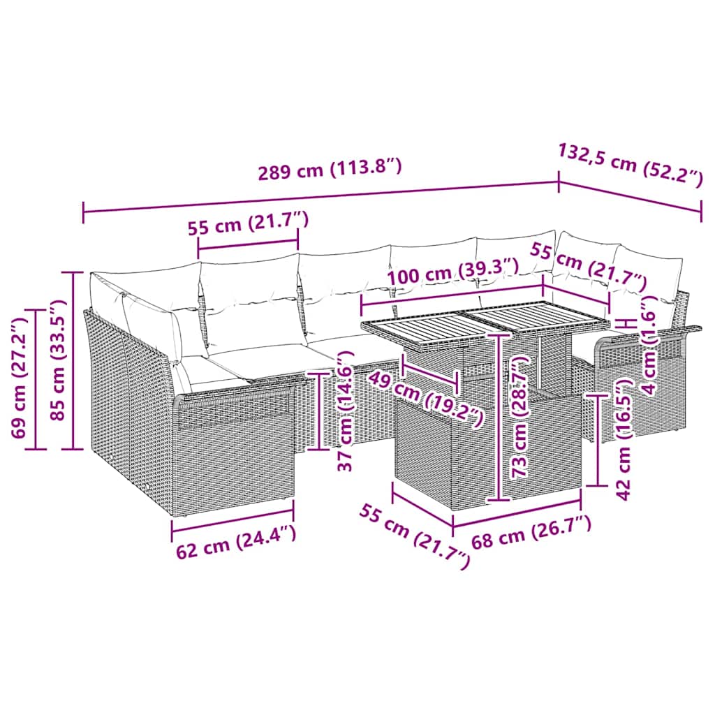 Tuin Sofa Set Met Kussen 8 Pcs