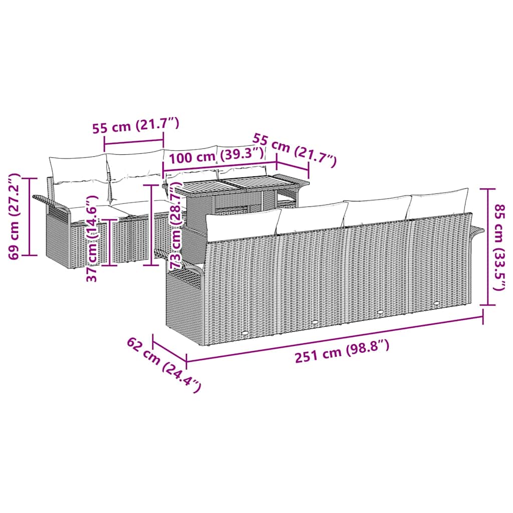 Tuinbankenset Met Kussen 7 Pcs Poly Rattan
