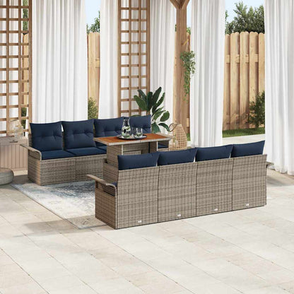 Tuin Sofa Set Met Kussen 7 Pcs En Blauw