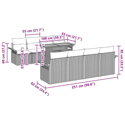 Tuin Sofa Set Met Kussen 7 Pcs En Blauw