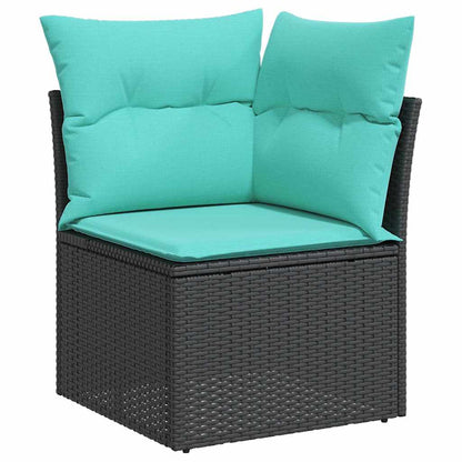 Tuinbankenset Met Kussen 9 Pcs En Blauw Poly Rattan