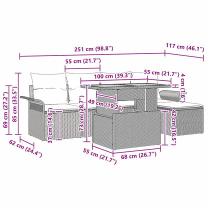 Tuin Sofa Set Met Kussen 6 Pcs