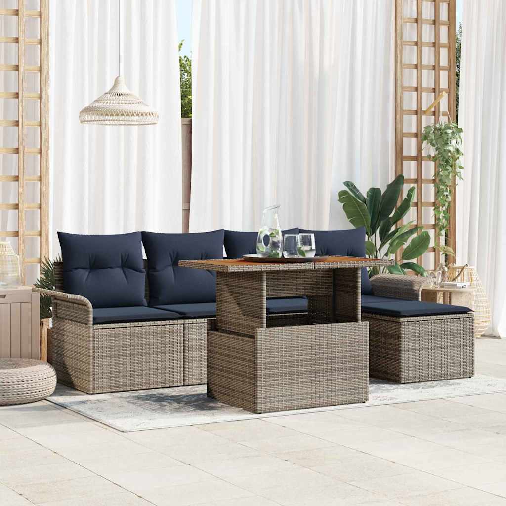 Tuin Sofa Set Met Kussen Met Opslag 6 Pcs En Blauw