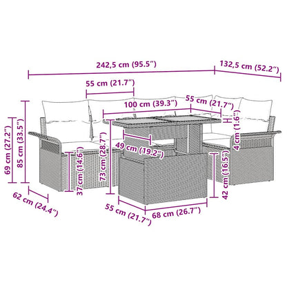 Tuin Sofa Set Met Kussen 6 Pcs