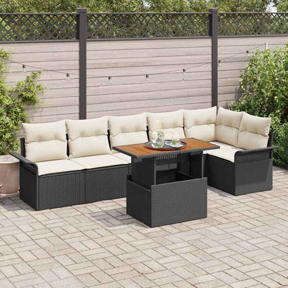 Tuinbankenset Met Kussen 7 Pcs Poly Rattan