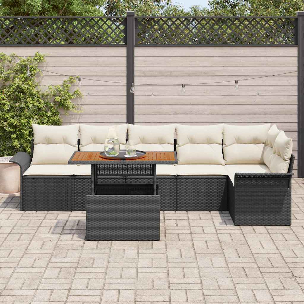 Tuinbankenset Met Kussen 7 Pcs Poly Rattan