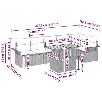 Tuinbankenset Met Kussen 7 Pcs Poly Rattan