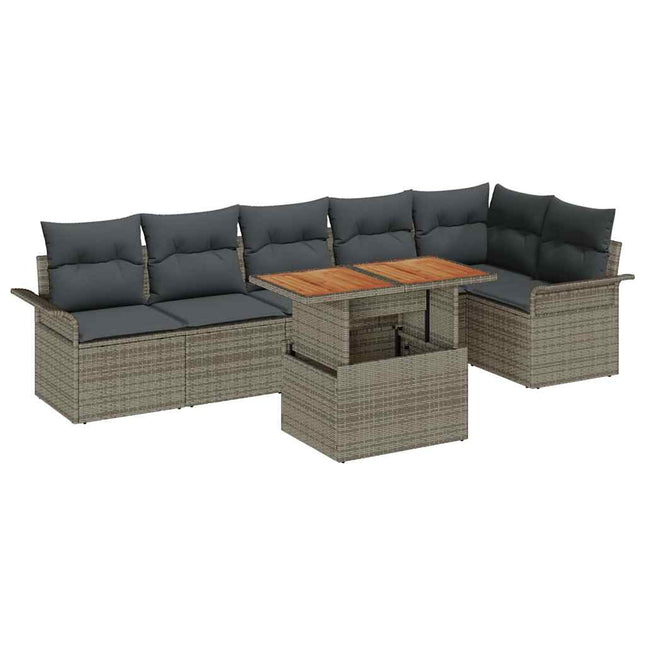 Tuinbankenset Met Kussen 7 Pcs Poly Rattan
