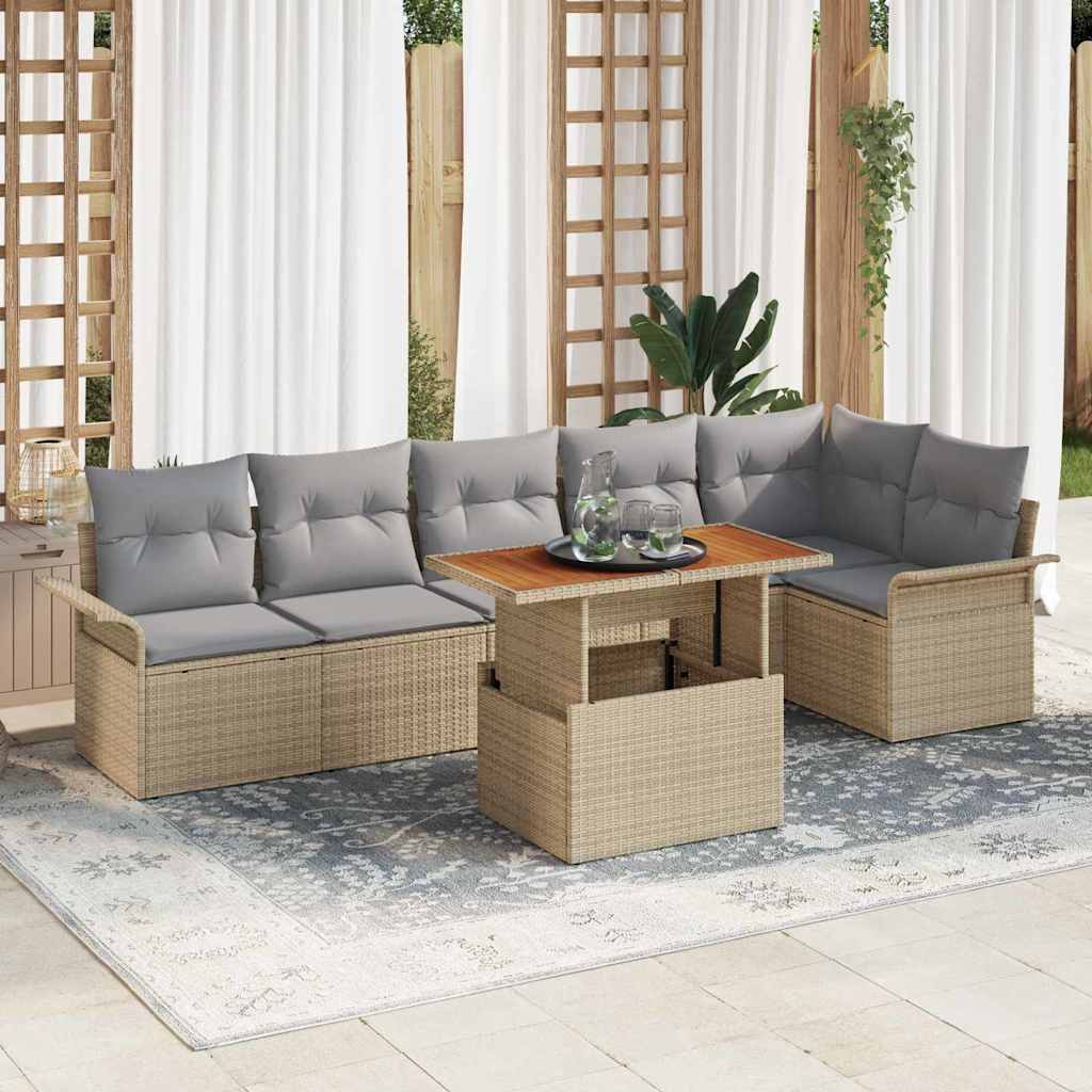 Tuinbankenset Met Kussen 7 Pcs Poly Rattan