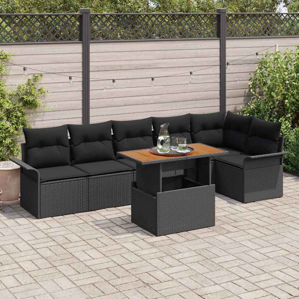 Tuinbankenset Met Kussen 7 Pcs Poly Rattan