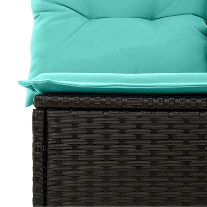 Tuinbankenset Met Kussen 7 Pcs En Blauw Poly Rattan