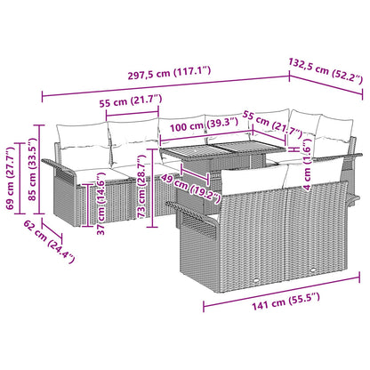 Tuin Sofa Set Met Kussen 9 Pcs En Blauw
