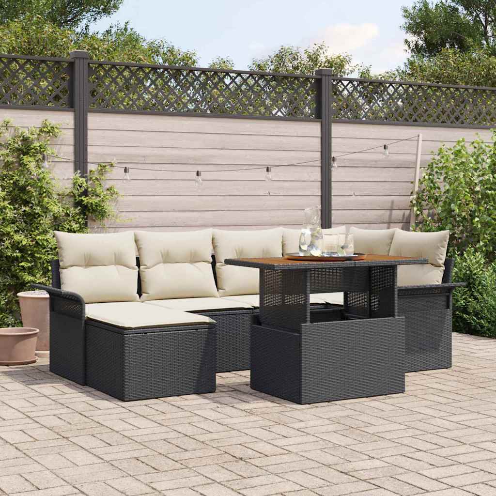 Tuinbankenset Met Kussen 7 Pcs Poly Rattan