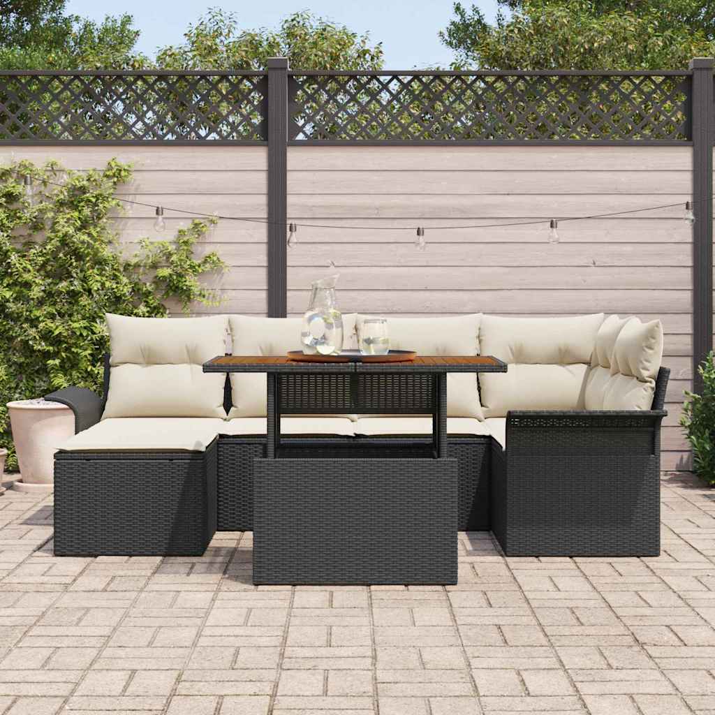 Tuinbankenset Met Kussen 7 Pcs Poly Rattan