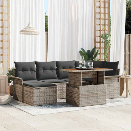 Tuinbankenset 7 St Beige En Licht Grijs Poly Rattan