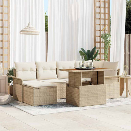 Tuinbankenset 7 St Beige En Licht Grijs Poly Rattan