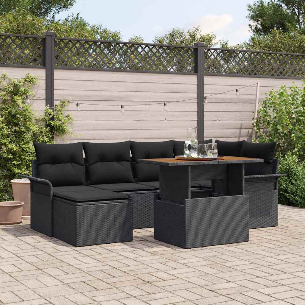 Tuinbankenset Met Kussen 7 Pcs Poly Rattan