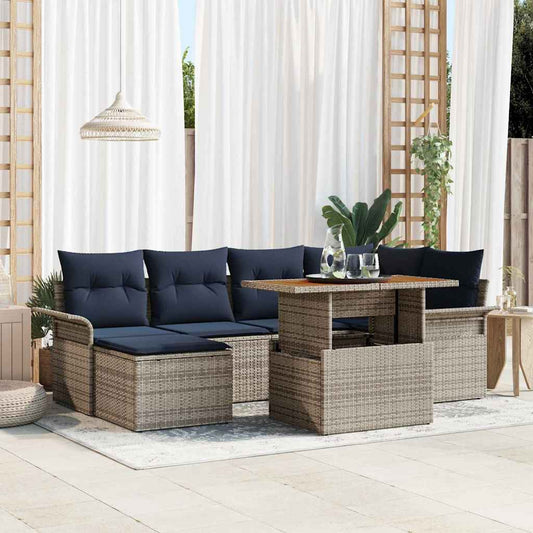 Tuin Sofa Set Met Kussen 7 Pcs En Marineblauw