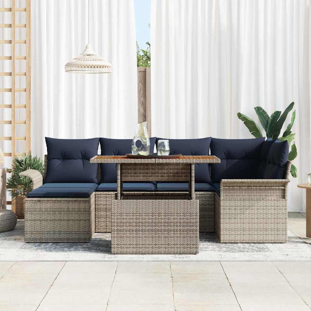 Tuin Sofa Set Met Kussen 7 Pcs En Marineblauw