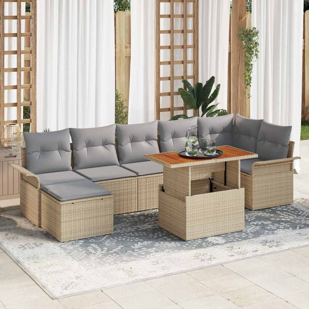 Tuinbankenset Met Kussen 8 Pcs Poly Rattan