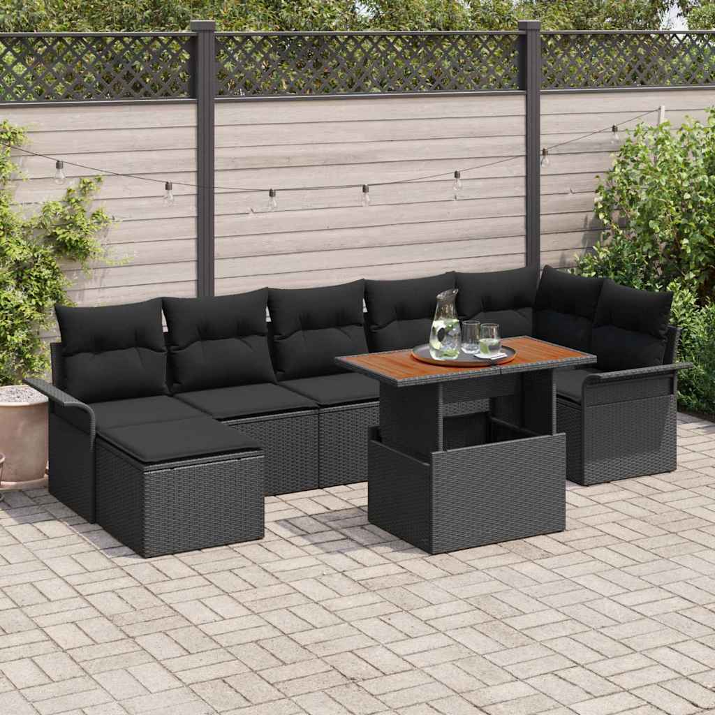 Tuinbankenset Met Kussen 8 Pcs Poly Rattan