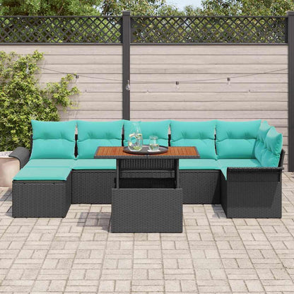 Tuinbankenset Met Kussen 8 Pcs En Blauw Poly Rattan