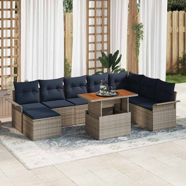 Tuin Sofa Set Met Kussen Met Opslag 9 Pcs En Blauw