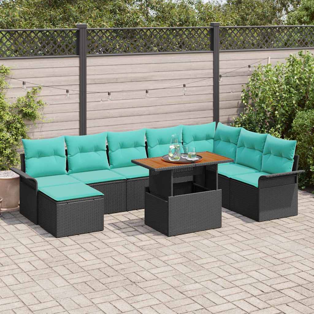 Tuin Sofa Set Met Kussen Met Opslag 9 Pcs En Blauw